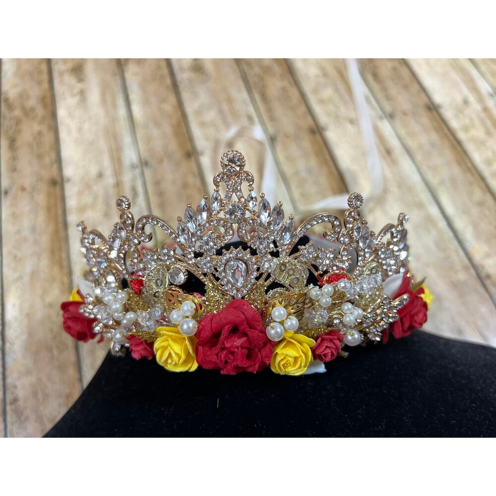 Cs Custom Creations Disney Belle Custom Princess Crown with Adjustable Tie Back